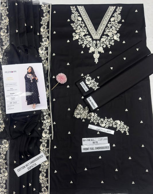 Pezwaan Lawn 2655 – Heavy Embroidered 3-Piece Suit with Bamber Chiffon Dupatta