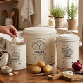 White Metal Vegetable Storage Canister Set (3PCS Set)