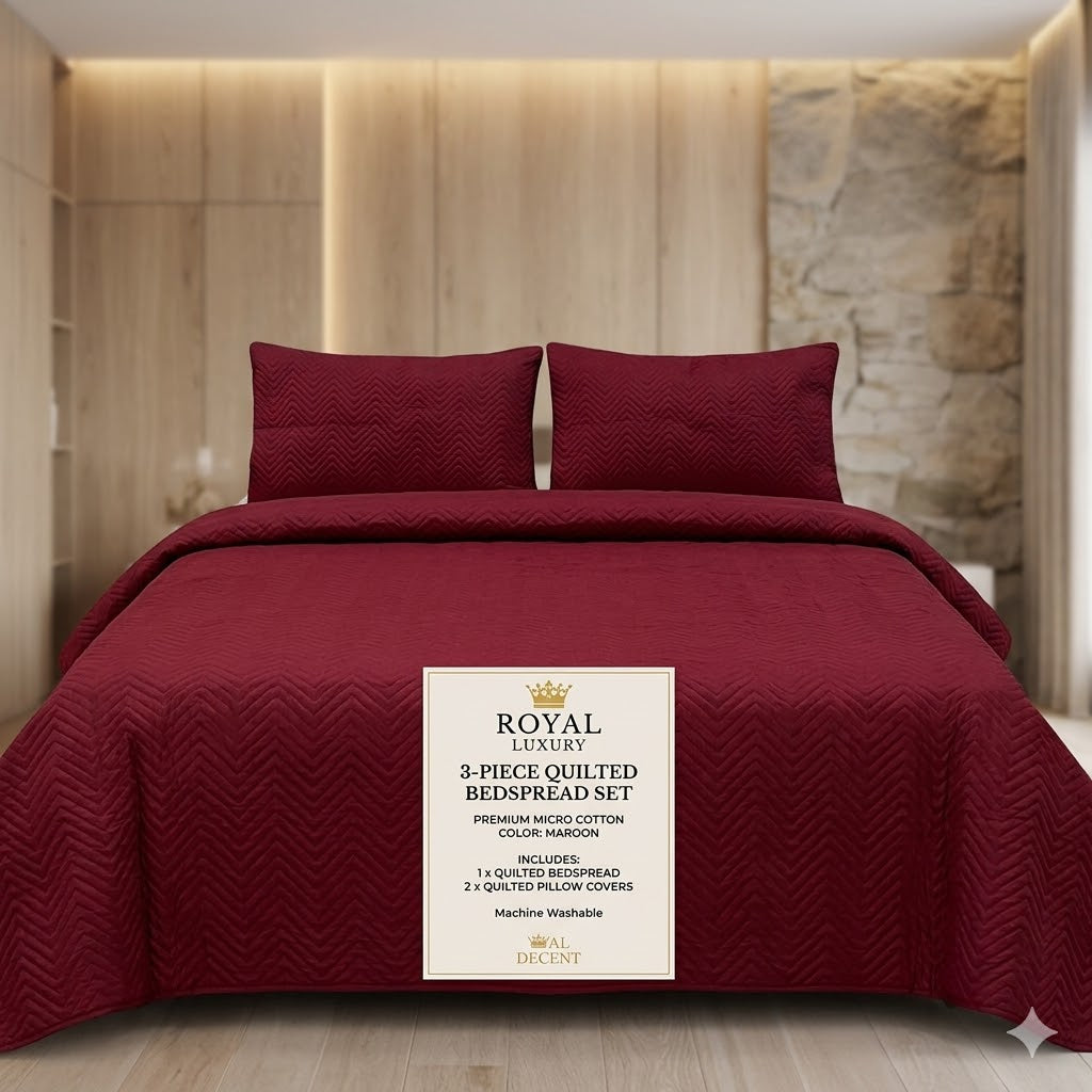 Micro Cotton  King Size Double Bed - 3-Piece King Size Comforter Set (Ultrasonic Pattern)