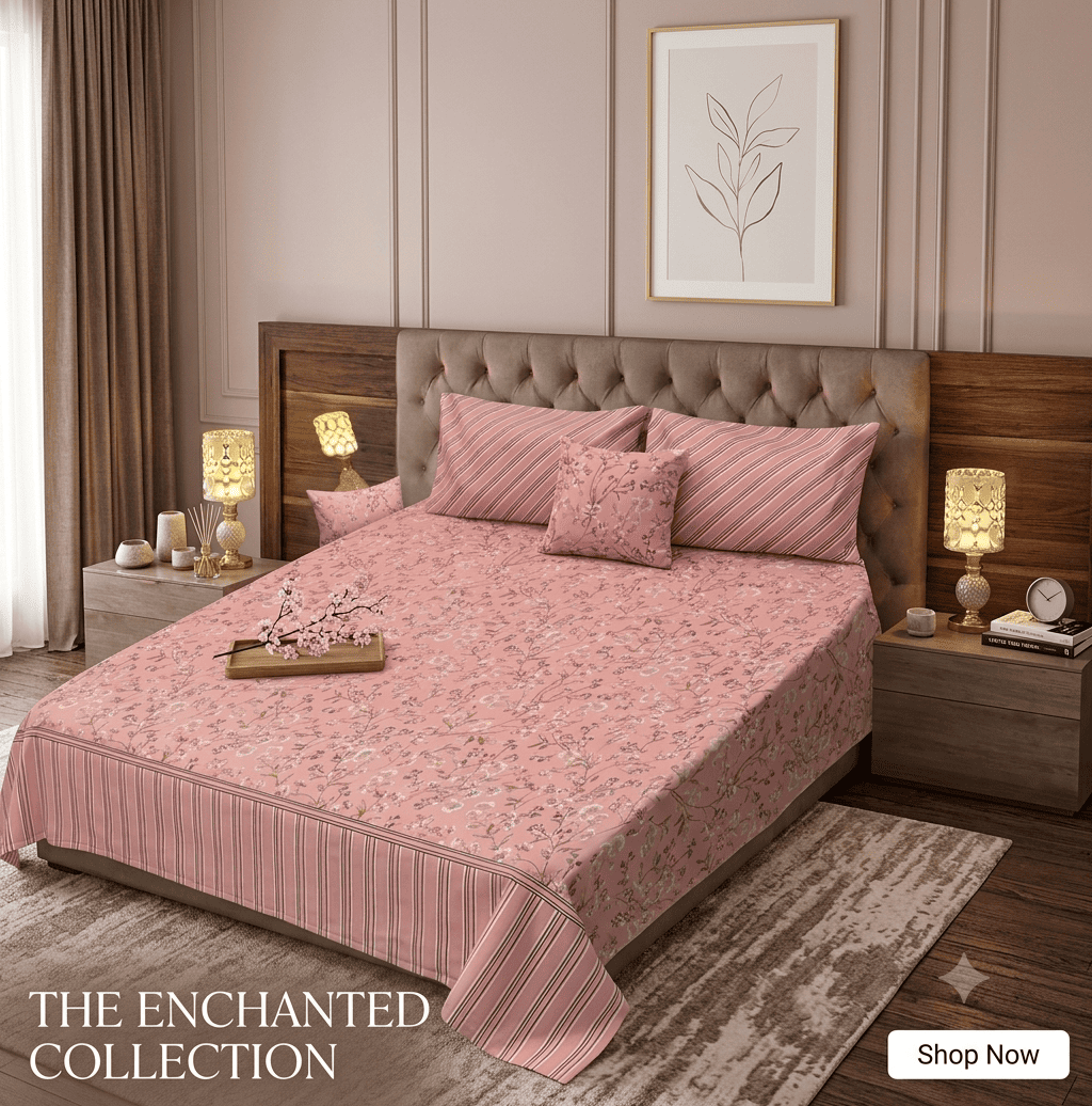 Brand Inspired Cotton Mix King Size Bedsheet Set - 3-Piece Premium Gift Pack (Alkaram, Gul Ahmed & Khaadi Style Prints)