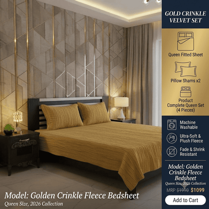 Ultra-Soft Velvet Fleece 3-Piece King Size Bedsheet Set – Winter Collection