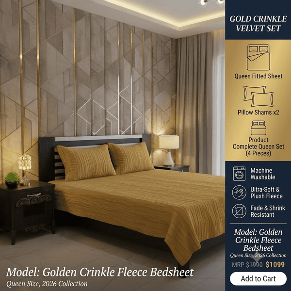 Ultra-Soft Velvet Fleece 3-Piece King Size Bedsheet Set – Winter Collection