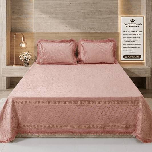 Premium 3-Piece Textured Velvet Bedsheet Set with Laced Edges & Bag Packaging