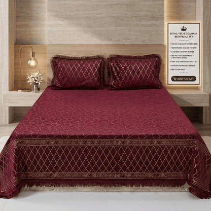 Premium 3-Piece Textured Velvet Bedsheet Set with Laced Edges & Bag Packaging