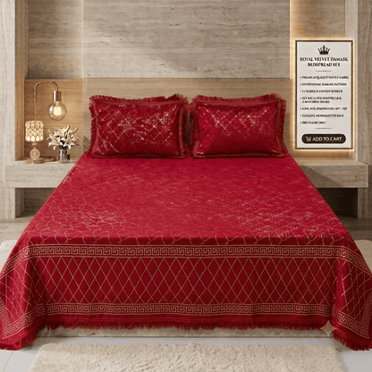 Premium 3-Piece Textured Velvet Bedsheet Set with Laced Edges & Bag Packaging