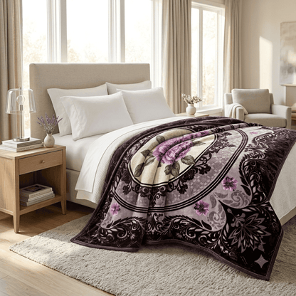 Premium Irani 4-Border 3D Panel AC Blanket - Double Bed Single Ply Embossed Kambal