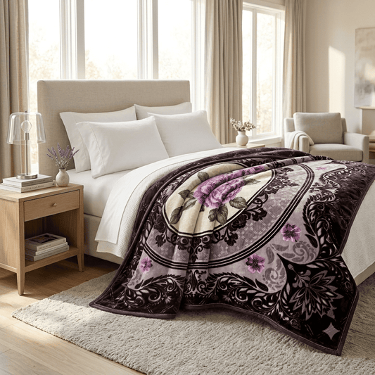 Premium Irani 4-Border 3D Panel AC Blanket - Double Bed Single Ply Embossed Kambal