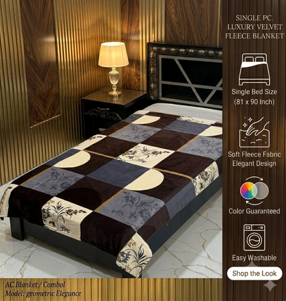 Premium Soft Fleece AC Blanket - Double Bed Size (81 x 90 Inch) Elegant Luxury Kambal