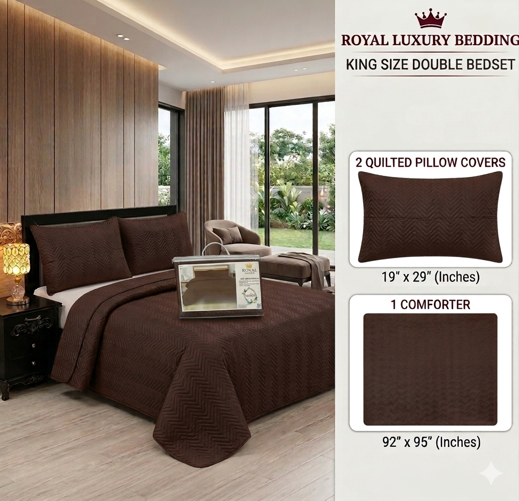 Micro Cotton  King Size Double Bed - 3-Piece King Size Comforter Set (Ultrasonic Pattern)