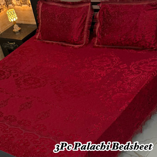 Premium 3-Piece Palachi King Size Bedsheet Set (Volume 2026) – Elegant Laced Border Collection