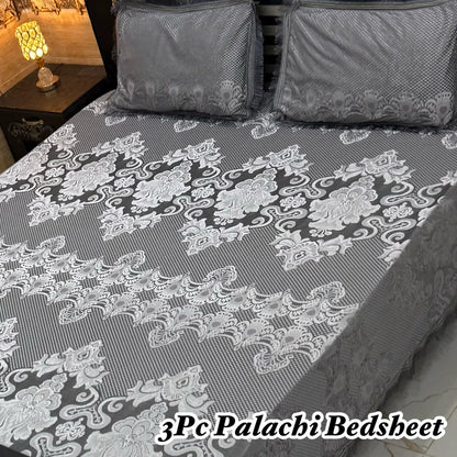 Premium 3-Piece Palachi King Size Bedsheet Set (Volume 2026) – Elegant Laced Border Collection