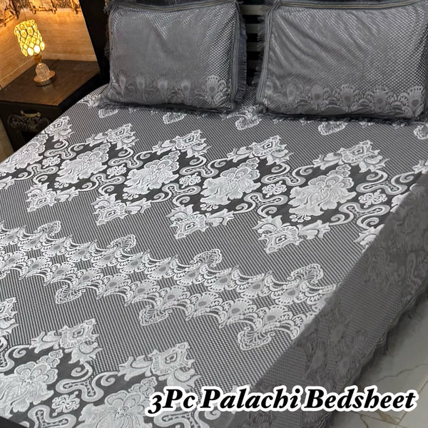 Premium 3-Piece Palachi King Size Bedsheet Set (Volume 2026) – Elegant Laced Border Collection