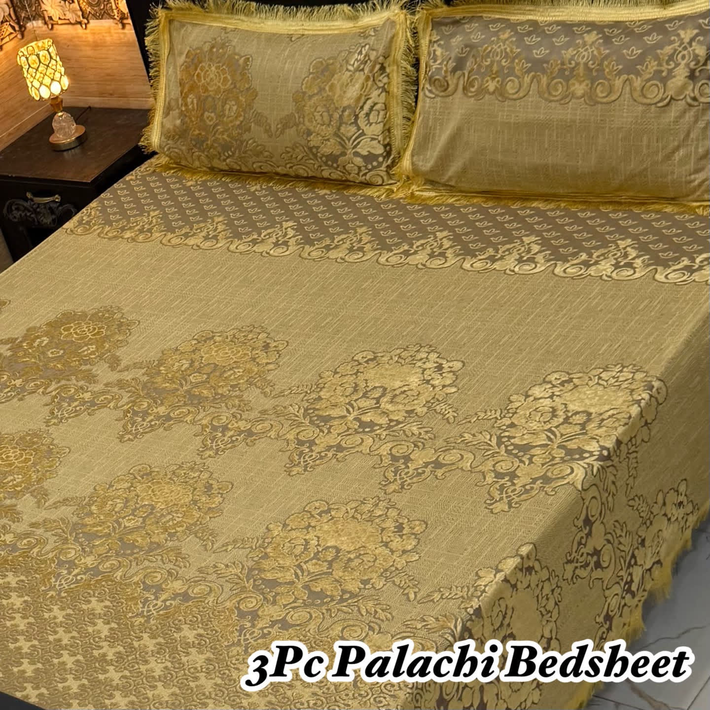 Premium 3-Piece Palachi King Size Bedsheet Set (Volume 2026) – Elegant Laced Border Collection