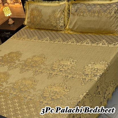 Premium 3-Piece Palachi King Size Bedsheet Set (Volume 2026) – Elegant Laced Border Collection
