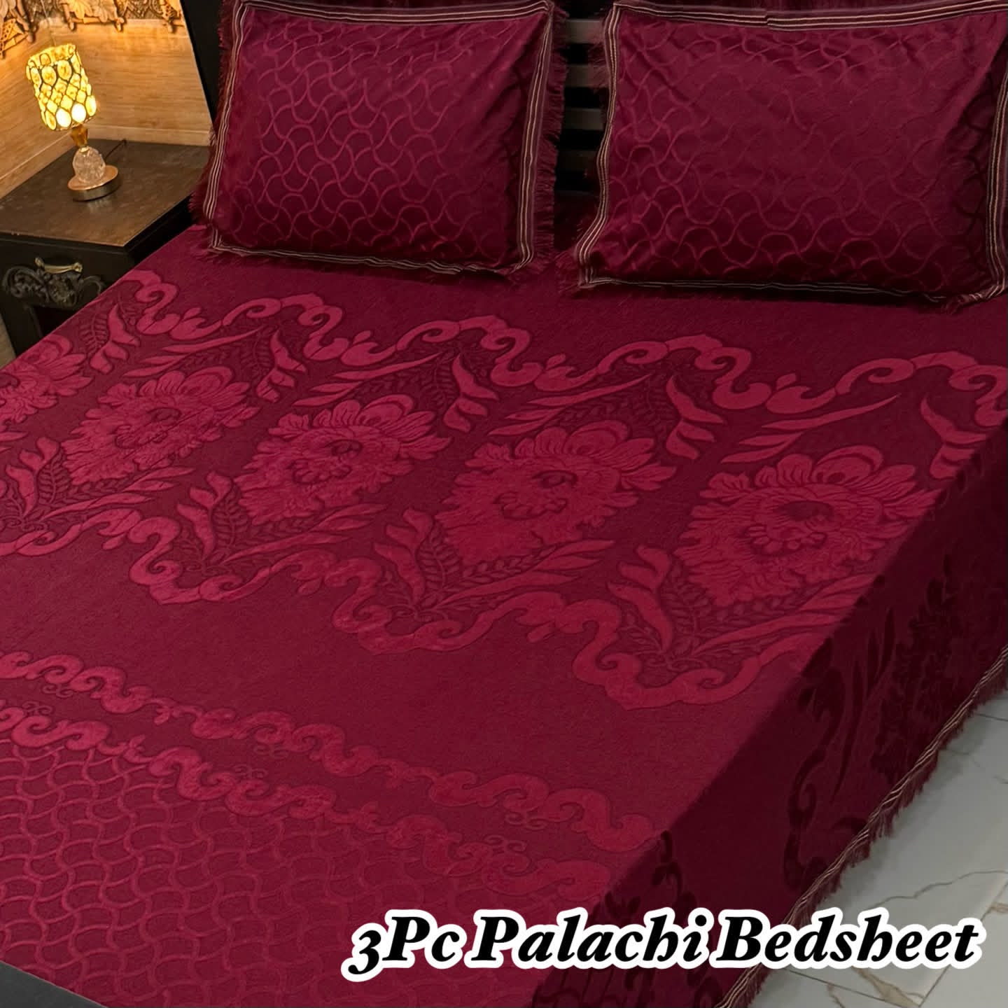 Premium 3-Piece Palachi King Size Bedsheet Set (Volume 2026) – Elegant Laced Border Collection