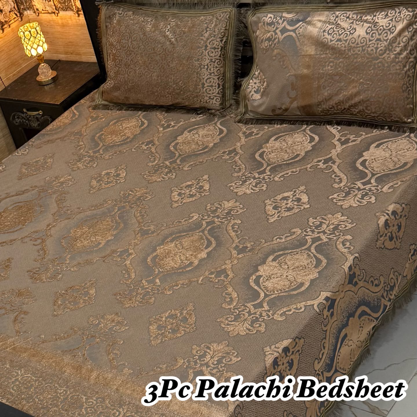 Premium 3-Piece Palachi King Size Bedsheet Set (Volume 2026) – Elegant Laced Border Collection