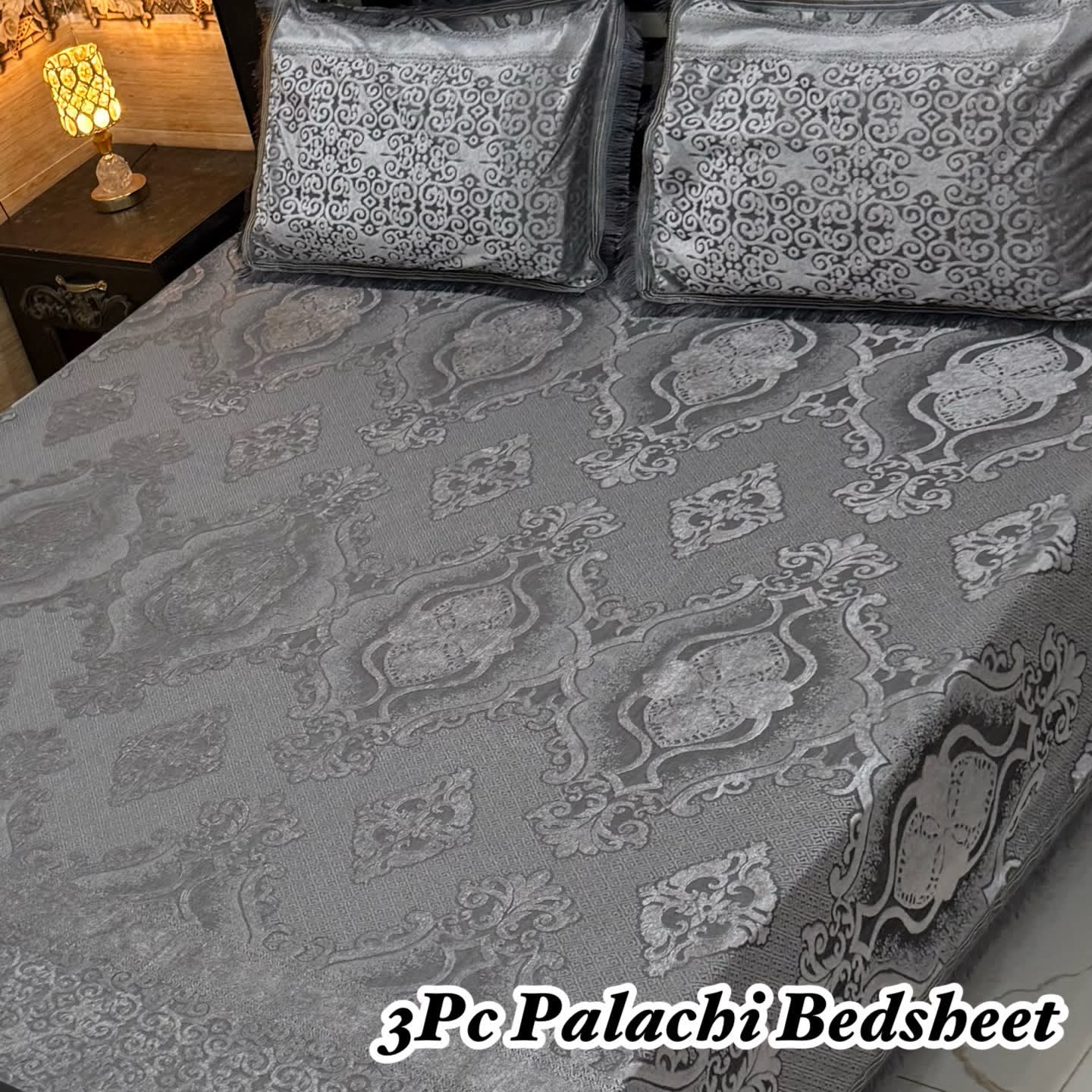 Premium 3-Piece Palachi King Size Bedsheet Set (Volume 2026) – Elegant Laced Border Collection
