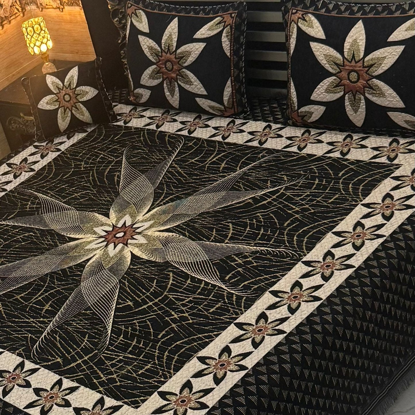 Premium 4-Piece King Size Velvet Jacquard Bedsheet Set