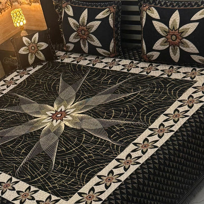 Premium 4-Piece King Size Velvet Jacquard Bedsheet Set