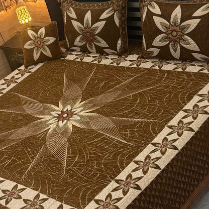 Premium 4-Piece King Size Velvet Jacquard Bedsheet Set