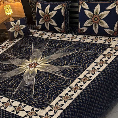 Premium 4-Piece King Size Velvet Jacquard Bedsheet Set