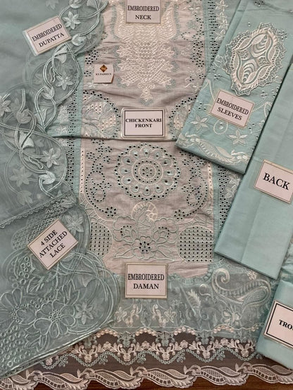 Luxury Fancy Chikankari Lawn Cotton Suit – Heavy Embroidered 3-Piece