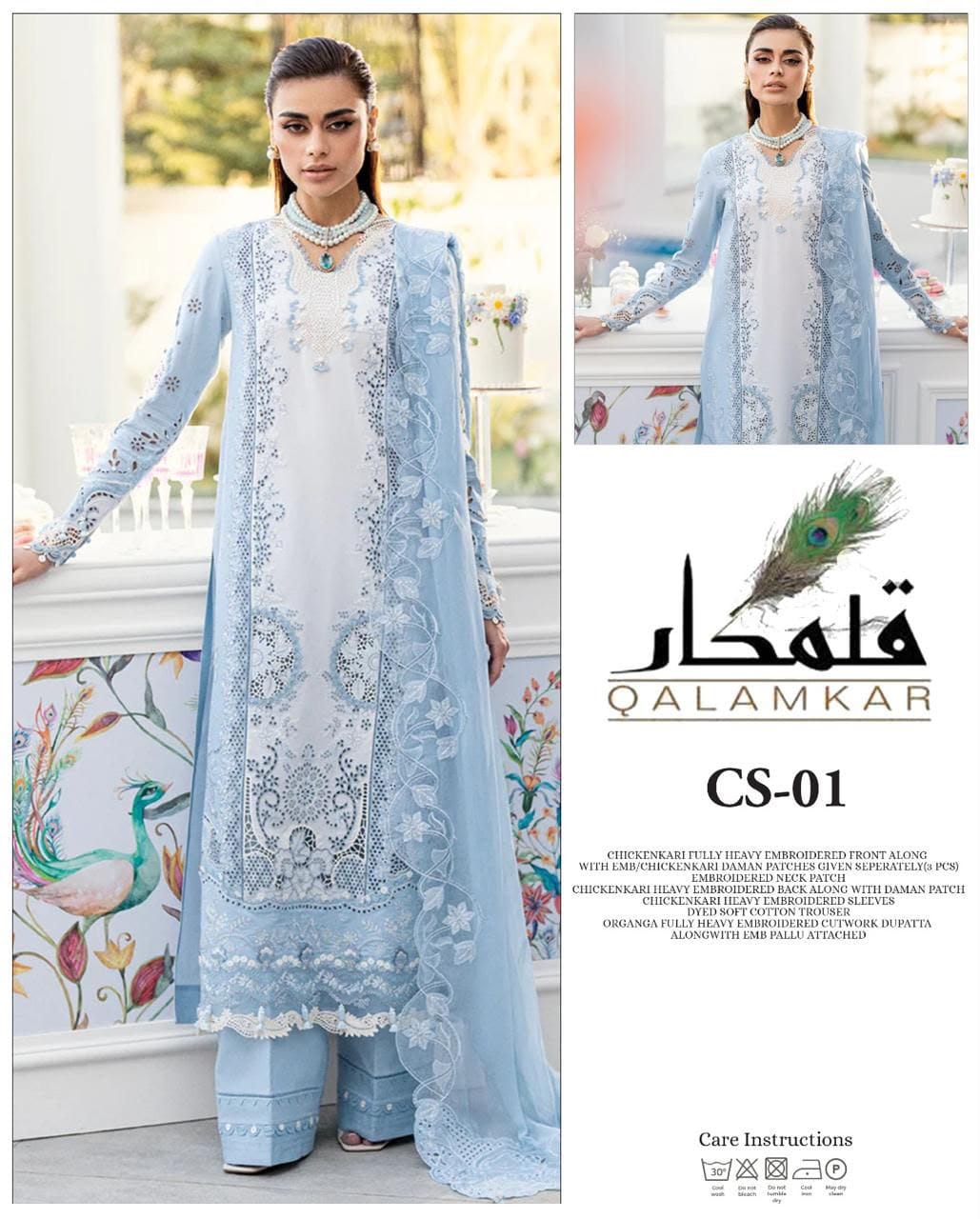 Luxury Fancy Chikankari Lawn Cotton Suit – Heavy Embroidered 3-Piece