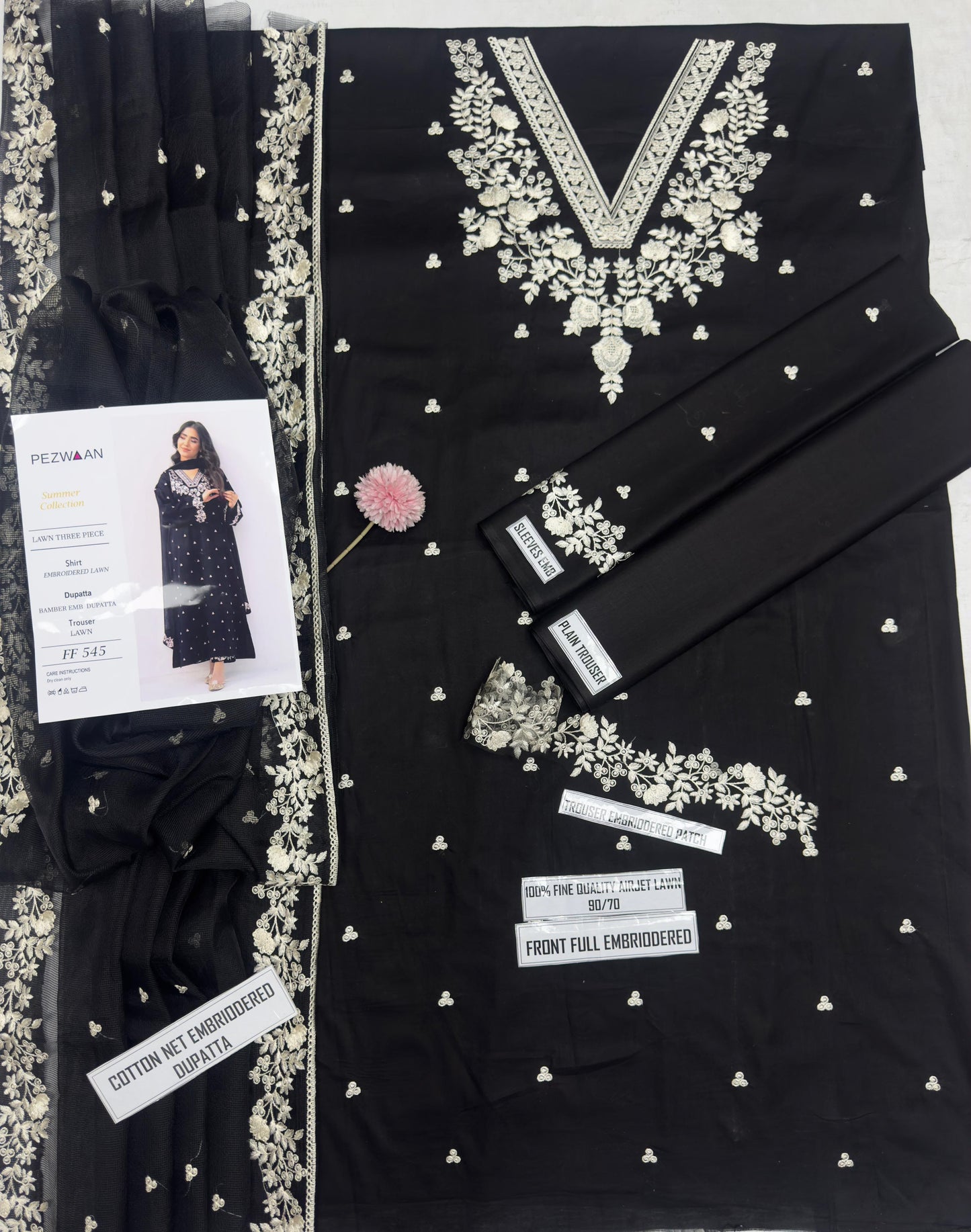 Pezwaan Lawn 2655 – Heavy Embroidered 3-Piece Suit with Bamber Chiffon Dupatta