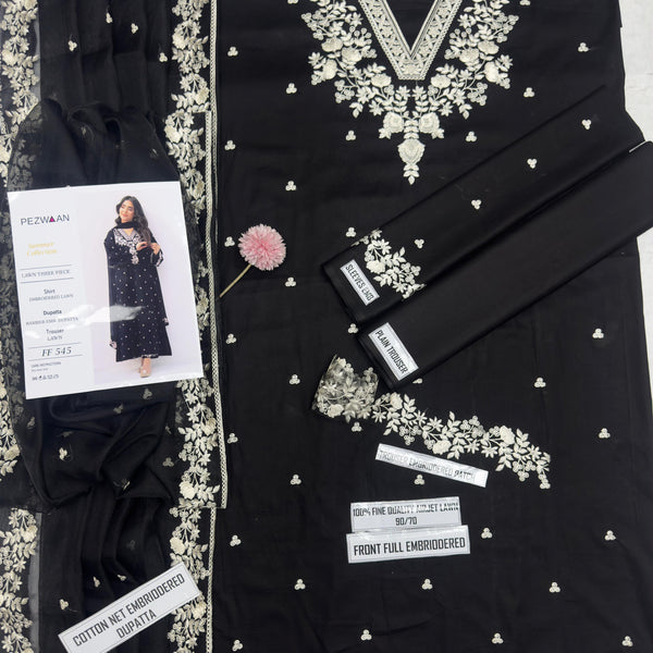 Pezwaan Lawn 2655 – Heavy Embroidered 3-Piece Suit with Bamber Chiffon Dupatta