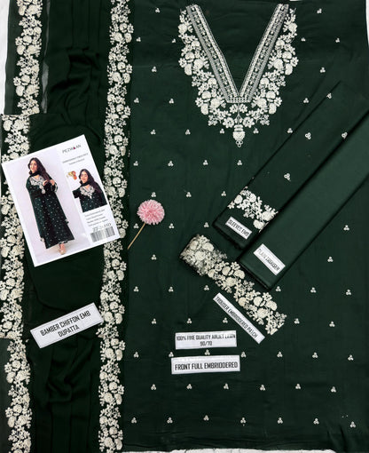 Pezwaan Lawn 2655 – Heavy Embroidered 3-Piece Suit with Bamber Chiffon Dupatta