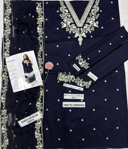 Pezwaan Lawn 2655 – Heavy Embroidered 3-Piece Suit with Bamber Chiffon Dupatta