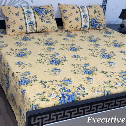 ChenOne Export Quality Pure Cotton Jumbo King Size Bedsheet Set (3-Piece)