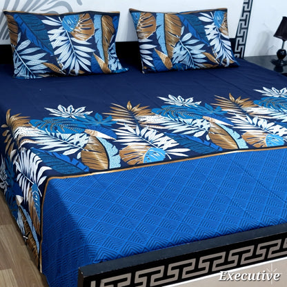 ChenOne Export Quality Pure Cotton Jumbo King Size Bedsheet Set (3-Piece)