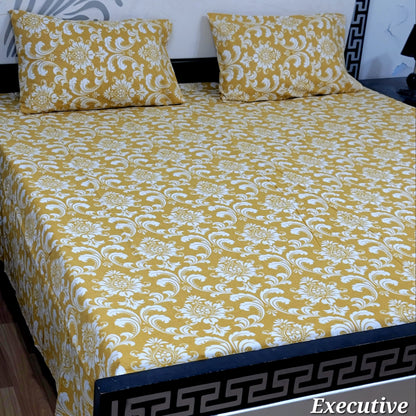 ChenOne Export Quality Pure Cotton Jumbo King Size Bedsheet Set (3-Piece)