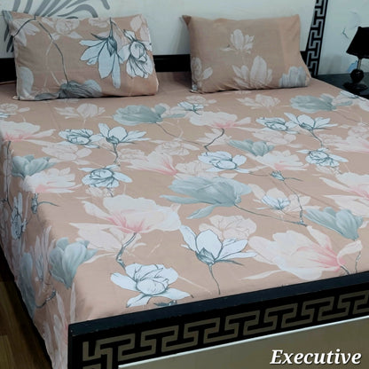 ChenOne Export Quality Pure Cotton Jumbo King Size Bedsheet Set (3-Piece)