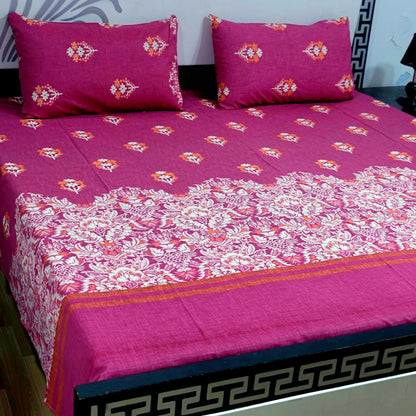 ChenOne Export Quality Pure Cotton Jumbo King Size Bedsheet Set (3-Piece)