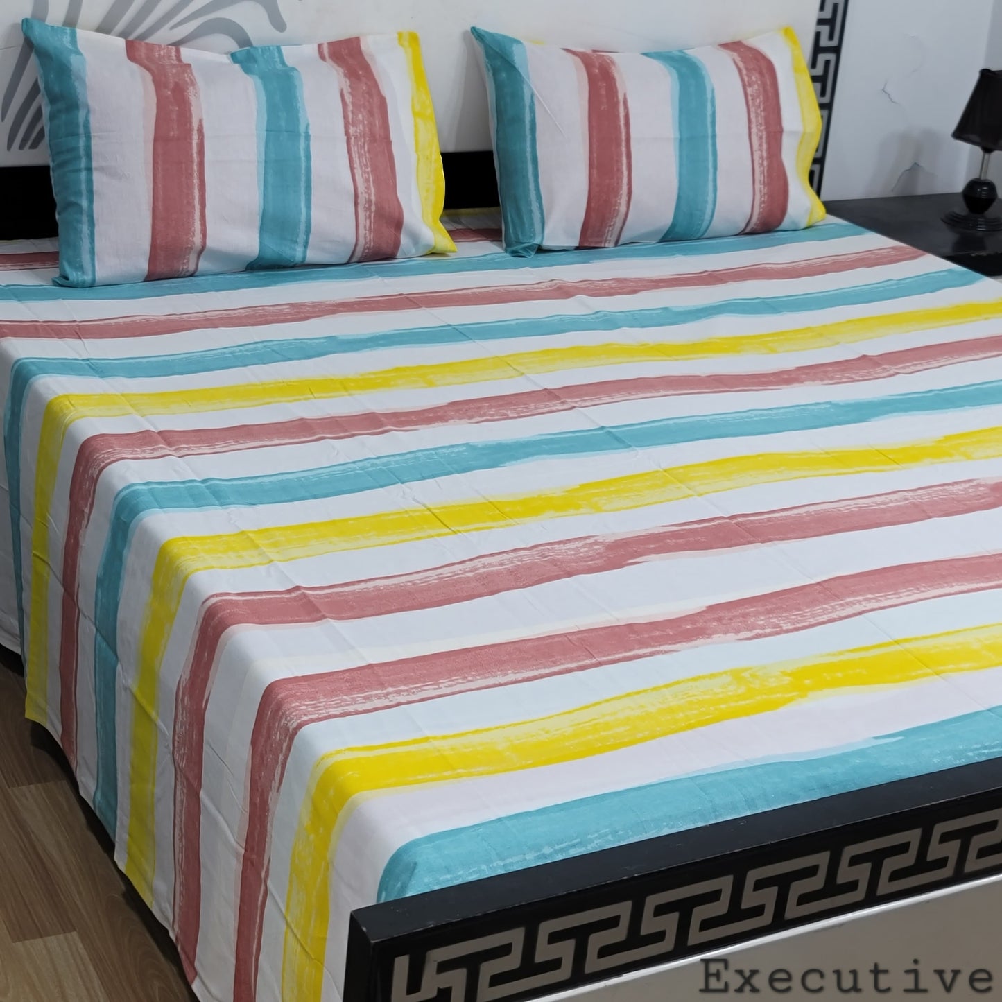 ChenOne Export Quality Pure Cotton Jumbo King Size Bedsheet Set (3-Piece)