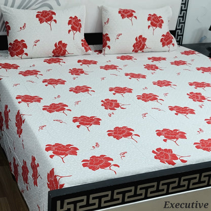 ChenOne Export Quality Pure Cotton Jumbo King Size Bedsheet Set (3-Piece)