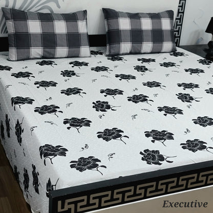 ChenOne Export Quality Pure Cotton Jumbo King Size Bedsheet Set (3-Piece)