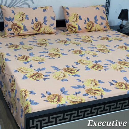 ChenOne Export Quality Pure Cotton Jumbo King Size Bedsheet Set (3-Piece)