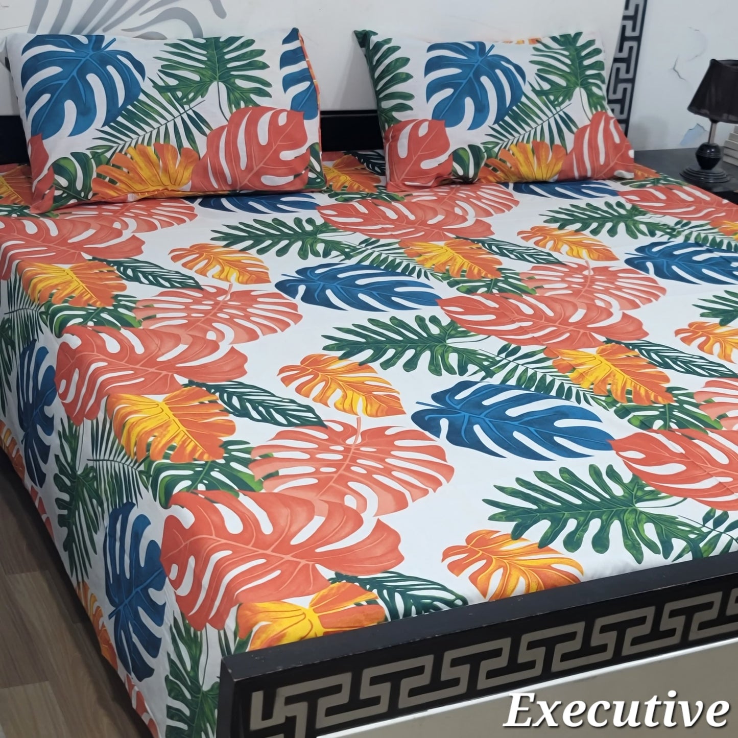 ChenOne Export Quality Pure Cotton Jumbo King Size Bedsheet Set (3-Piece)