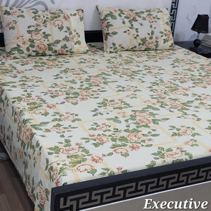 ChenOne Export Quality Pure Cotton Jumbo King Size Bedsheet Set (3-Piece)