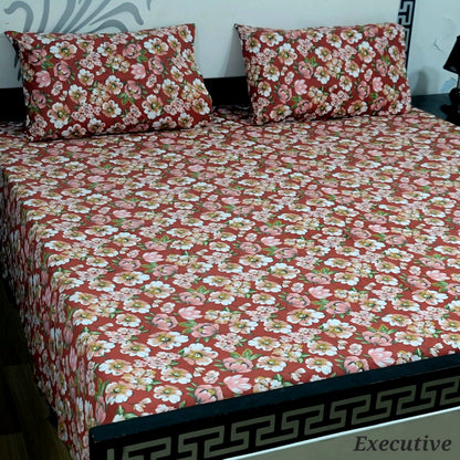 ChenOne Export Quality Pure Cotton Jumbo King Size Bedsheet Set (3-Piece)