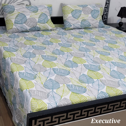 ChenOne Export Quality Pure Cotton Jumbo King Size Bedsheet Set (3-Piece)