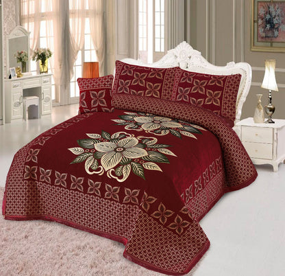 Luxury Extra King Size Turkish Velvet Jacquard Bedsheet Set - 4-Piece Premium Royal Bedding