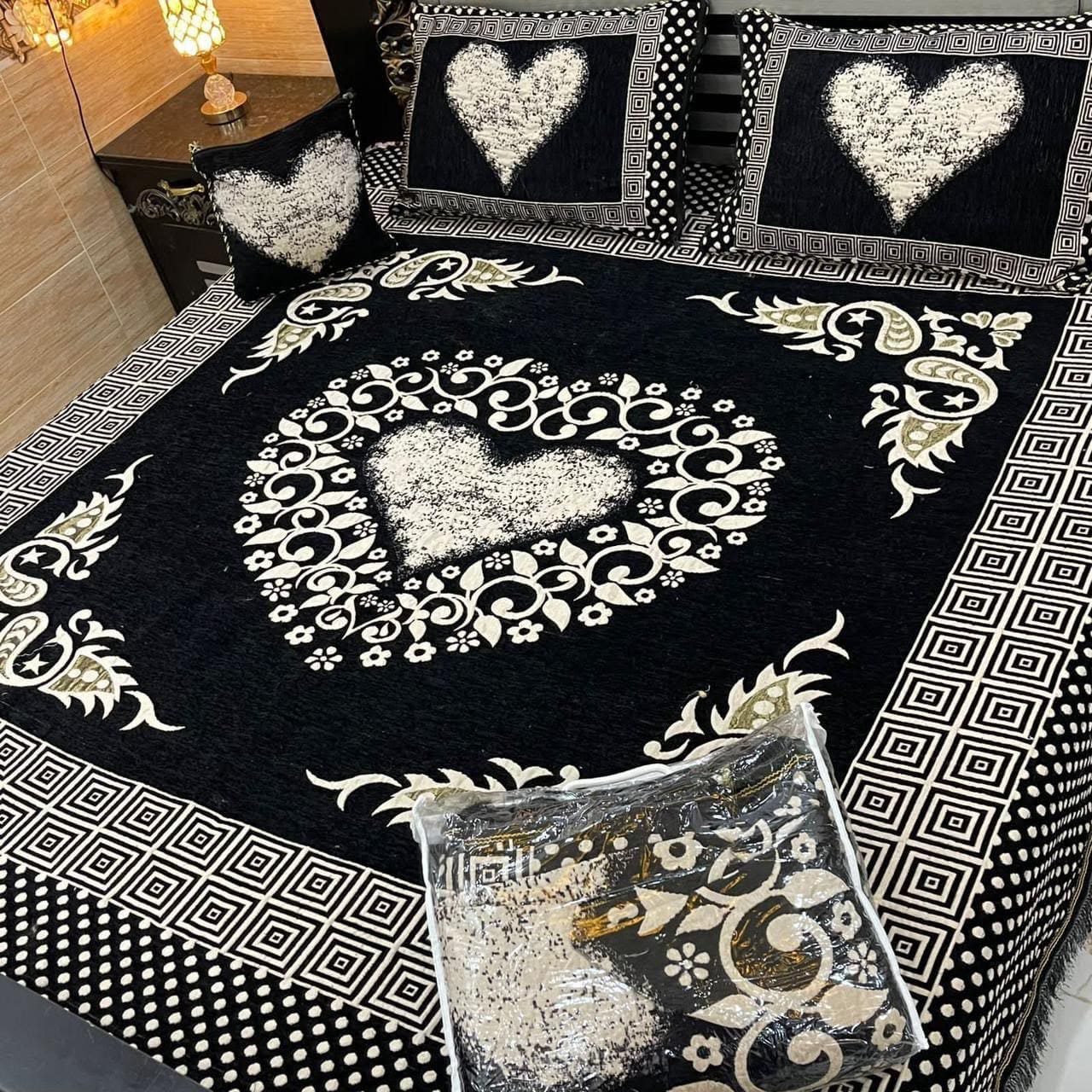 Premium 4-Piece King Size Velvet Jacquard Bedsheet Set