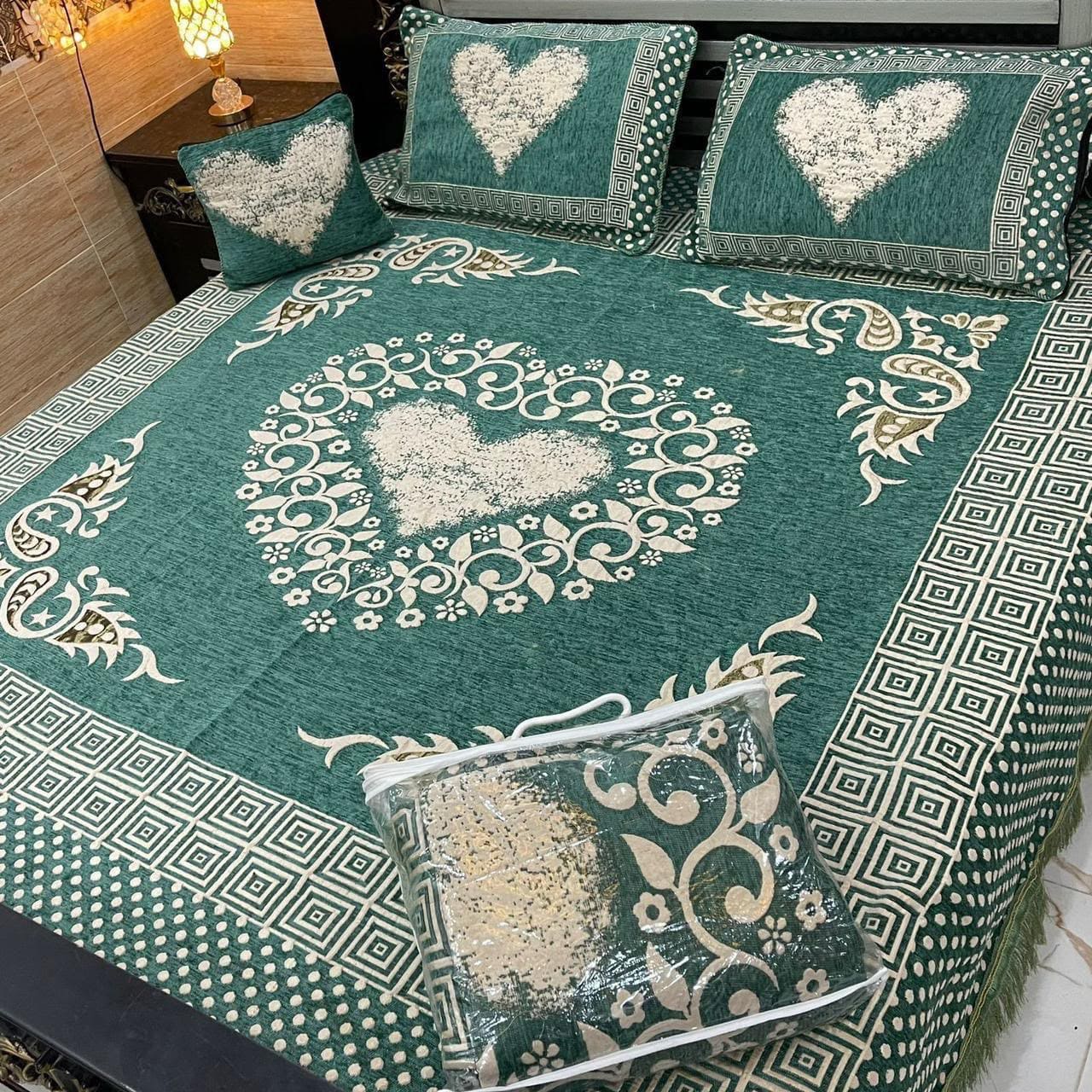 Premium 4-Piece King Size Velvet Jacquard Bedsheet Set