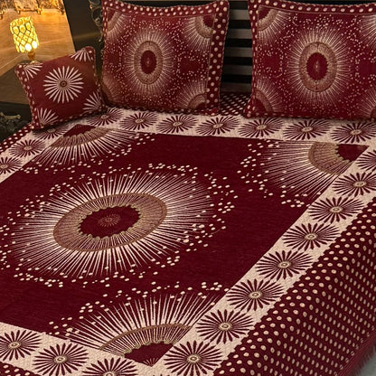 Premium 4-Piece King Size Velvet Jacquard Bedsheet Set