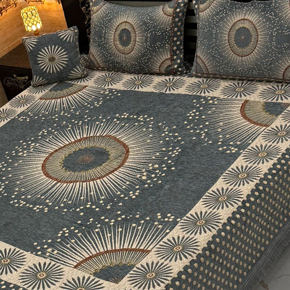 Premium 4-Piece King Size Velvet Jacquard Bedsheet Set