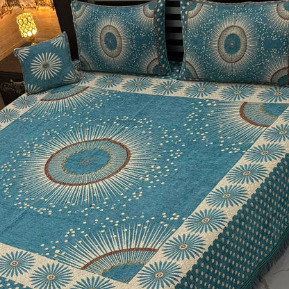 Premium 4-Piece King Size Velvet Jacquard Bedsheet Set